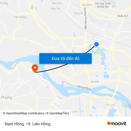 Nam Hồng to Liên Hồng map