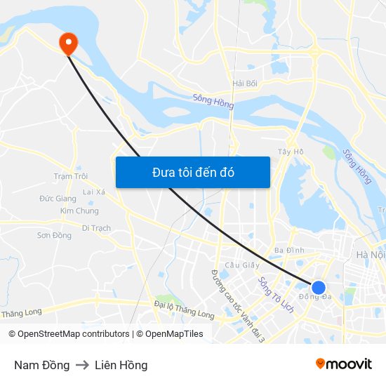 Nam Đồng to Liên Hồng map