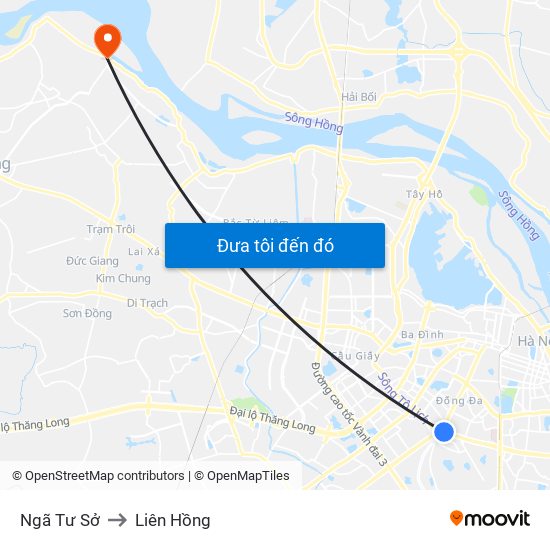 Ngã Tư Sở to Liên Hồng map