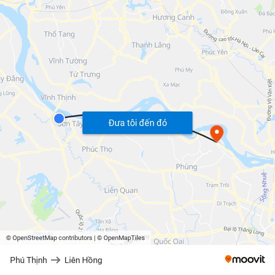 Phú Thịnh to Liên Hồng map