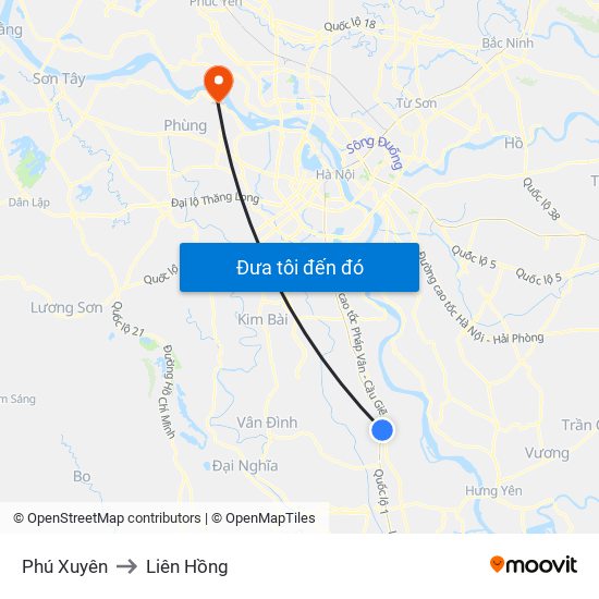 Phú Xuyên to Liên Hồng map