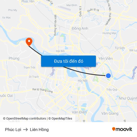 Phúc Lợi to Liên Hồng map