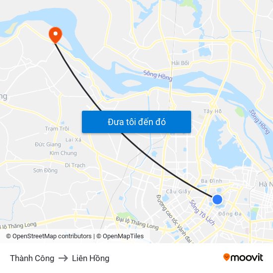 Thành Công to Liên Hồng map