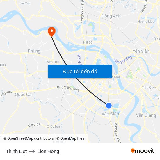 Thịnh Liệt to Liên Hồng map