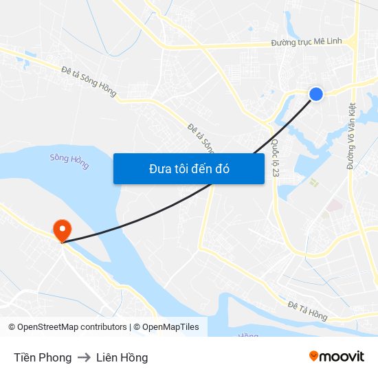 Tiền Phong to Liên Hồng map