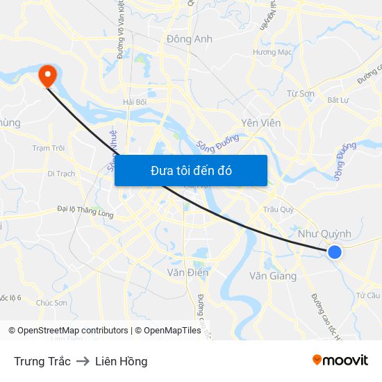 Trưng Trắc to Liên Hồng map