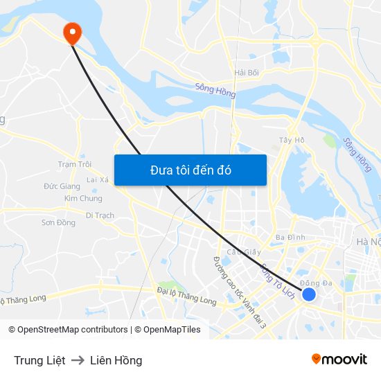 Trung Liệt to Liên Hồng map