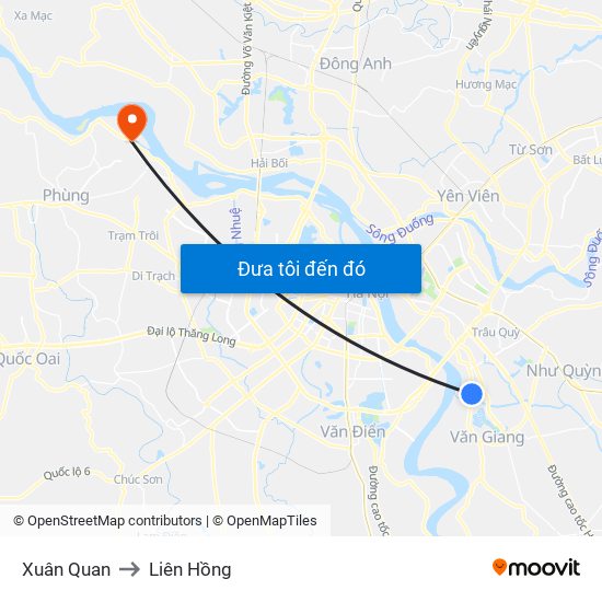 Xuân Quan to Liên Hồng map