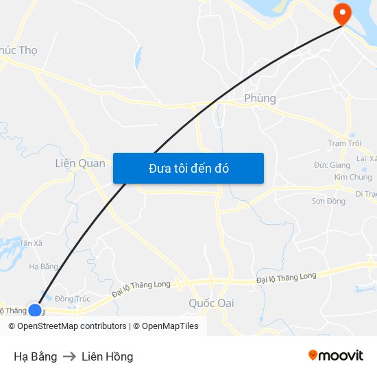 Hạ Bằng to Liên Hồng map