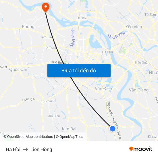 Hà Hồi to Liên Hồng map