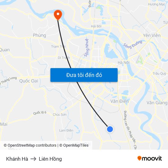 Khánh Hà to Liên Hồng map