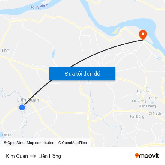 Kim Quan to Liên Hồng map