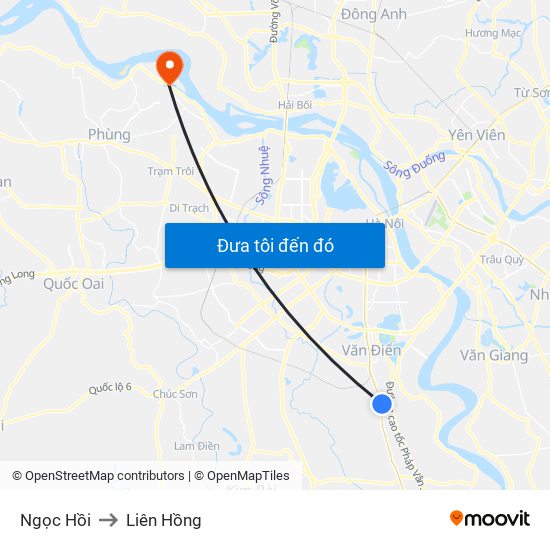 Ngọc Hồi to Liên Hồng map