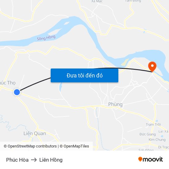 Phúc Hòa to Liên Hồng map