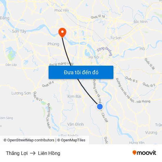 Thắng Lợi to Liên Hồng map