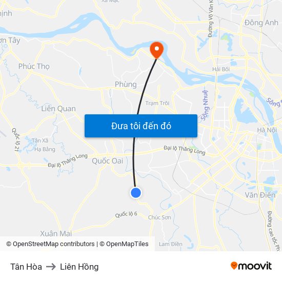 Tân Hòa to Liên Hồng map