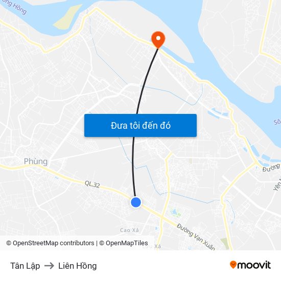 Tân Lập to Liên Hồng map