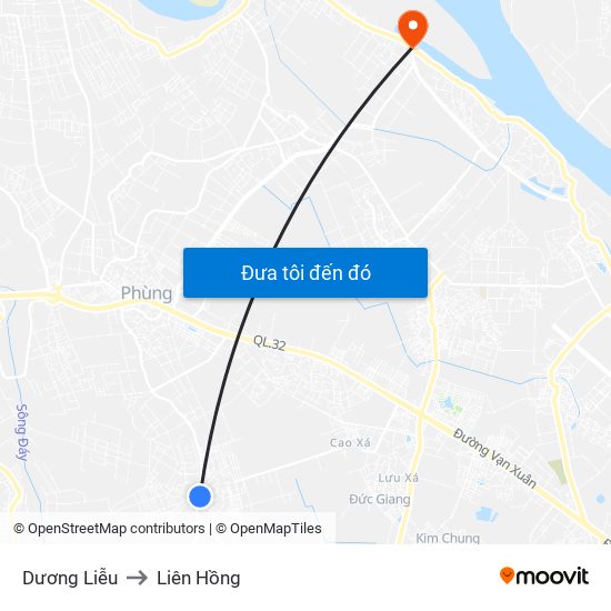 Dương Liễu to Liên Hồng map