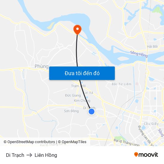 Di Trạch to Liên Hồng map