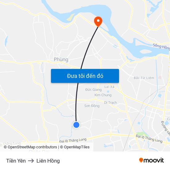 Tiền Yên to Liên Hồng map