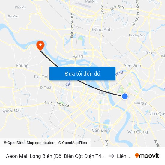 Aeon Mall Long Biên (Đối Diện Cột Điện T4a/2a-B Đường Cổ Linh) to Liên Hồng map