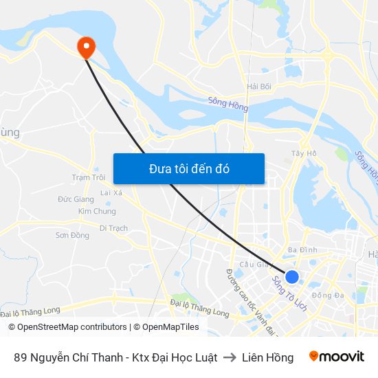89 Nguyễn Chí Thanh - Ktx Đại Học Luật to Liên Hồng map