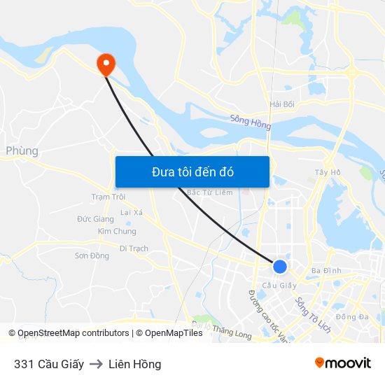 331 Cầu Giấy to Liên Hồng map