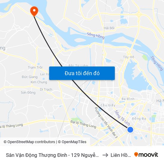 Sân Vận Động Thượng Đình - 129 Nguyễn Trãi to Liên Hồng map