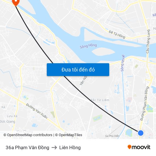 36a Phạm Văn Đồng to Liên Hồng map