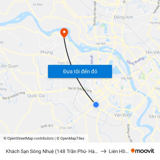 Khách Sạn Sông Nhuệ (148 Trần Phú- Hà Đông) to Liên Hồng map