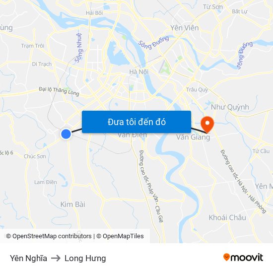 Yên Nghĩa to Long Hưng map