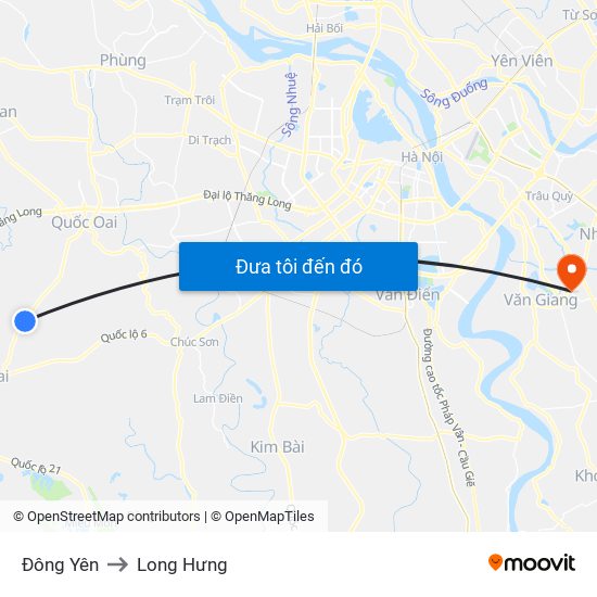 Đông Yên to Long Hưng map