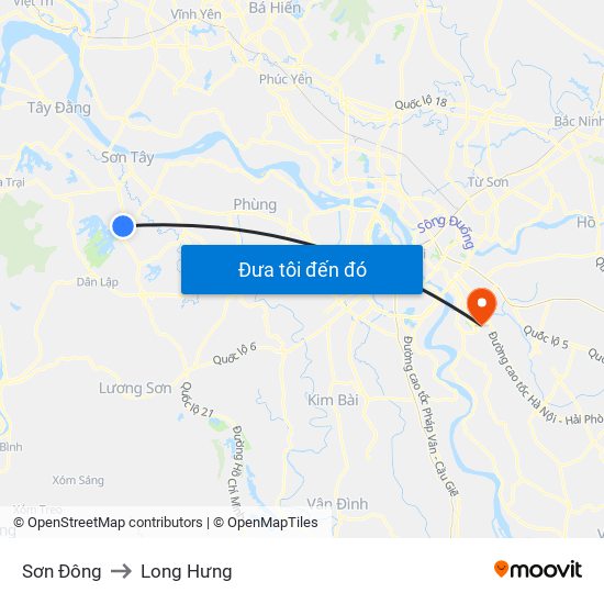 Sơn Đông to Long Hưng map