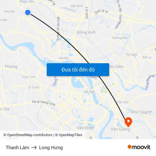 Thanh Lâm to Long Hưng map