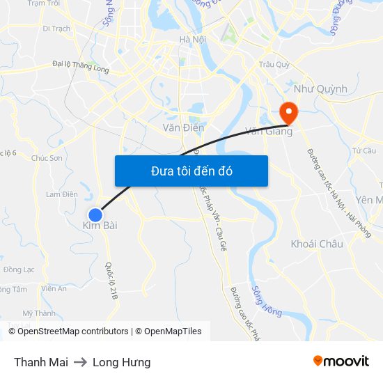 Thanh Mai to Long Hưng map
