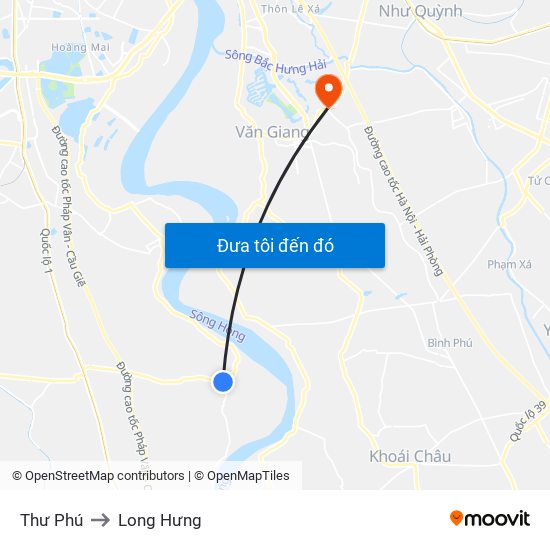 Thư Phú to Long Hưng map