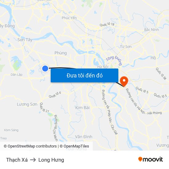 Thạch Xá to Long Hưng map