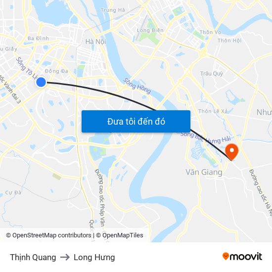 Thịnh Quang to Long Hưng map