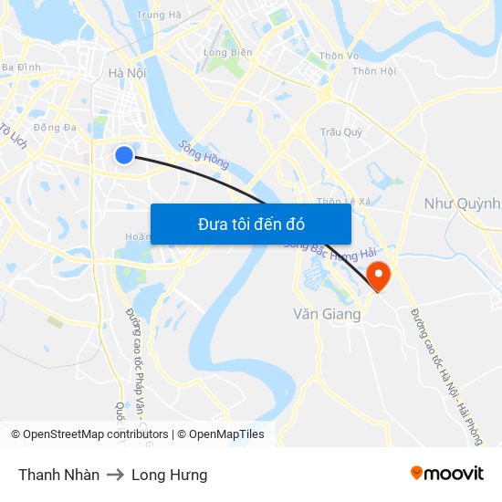 Thanh Nhàn to Long Hưng map