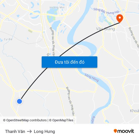 Thanh Văn to Long Hưng map