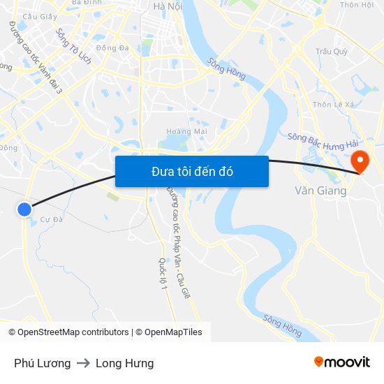 Phú Lương to Long Hưng map