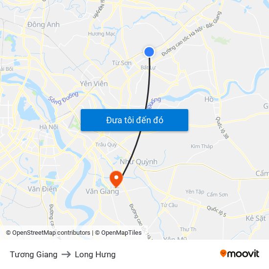 Tương Giang to Long Hưng map