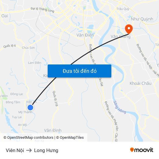 Viên Nội to Long Hưng map