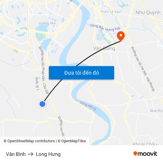 Văn Bình to Long Hưng map