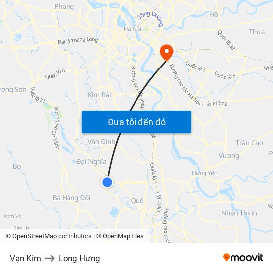 Vạn Kim to Long Hưng map