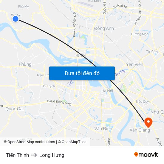 Tiến Thịnh to Long Hưng map