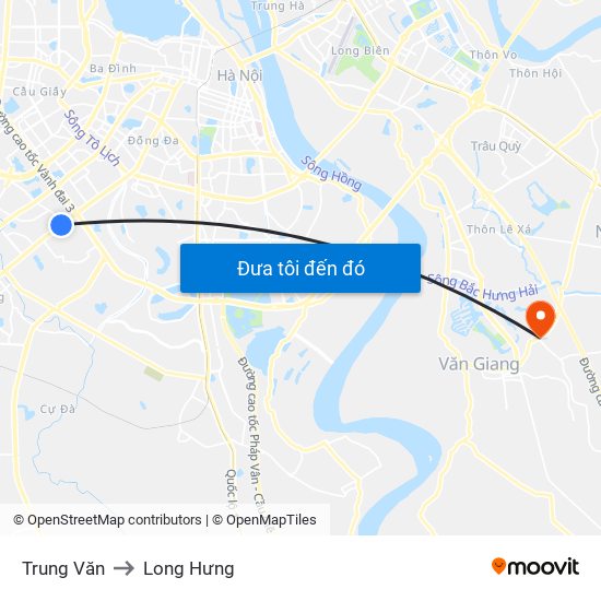 Trung Văn to Long Hưng map