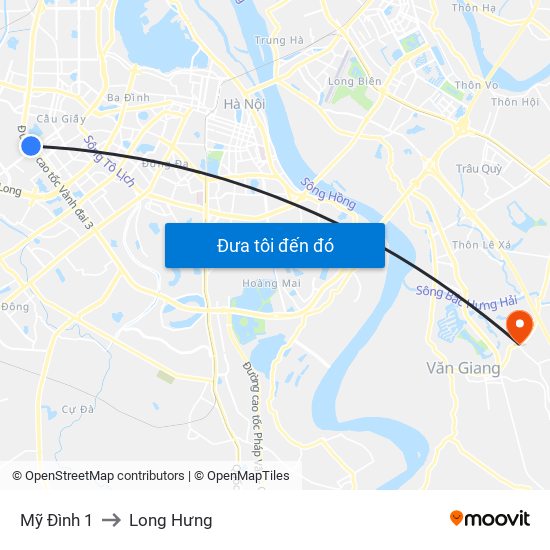 Mỹ Đình 1 to Long Hưng map