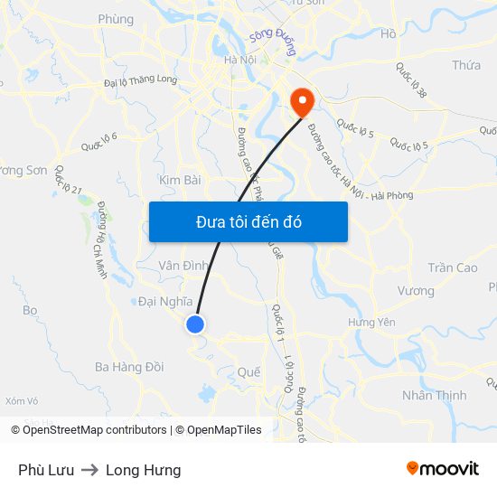 Phù Lưu to Long Hưng map