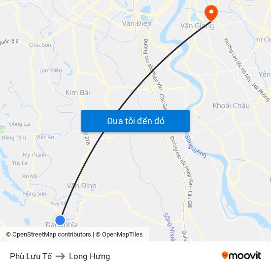 Phù Lưu Tế to Long Hưng map
